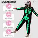 OLAOLA Glow in the Dark Skeleton Adult Onesie, Halloween Costume, Skull Pajama One Piece Cosplay Suit for Women and Men (S)