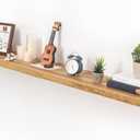 Floating Shelves for Wall, 48"x9.3" Rustic Solid Live-Edge Elm Wood Wall Shelves, Heavy-Duty Floating Shelves with Invisible Brackets for Living Room, Bedroom, and Kitchen, Natural Finish