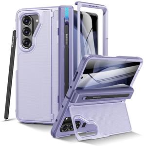 VEGO for Samsung Galaxy Z Fold 5 Case, with S Pen Holder [Hinge Protection][Built-in Screen Protector & Invisible Kickstand] Full Body Shockproof Anti-Slip Rugged Phone Cover for Z Fold 5 -Purple