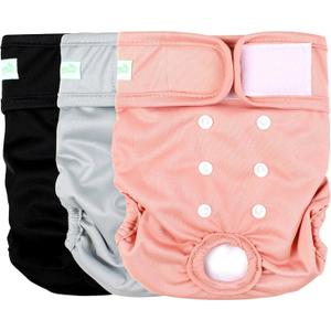 Wegreeco Washable Reusable Premium Dog Diapers,Pack of 3, Small Dog Puppy & Doggy Diapers Female,Dog Period Panties Diapers Female in Heat