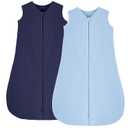 Looxii Fleece Baby Sleep Sack 6-12 Months 2 Pack 1.5 TOG Baby Wearable Blanket with 2-Way Zippers Soft Warm Toddler Sleeping Sack (Medium, Blue + Navy)