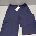 Yoga Cargo Pants Women Wide Leg Pants with Pockets High Waist Stretch Dress Casual Business Work Travel Pants (Medium, Navy)