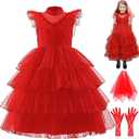 Girls Halloween Costumes Ghost Red Bride Dress Up Cosplay Costume Pageant Dress Party Cosplay 3-12Y (8-9Years)