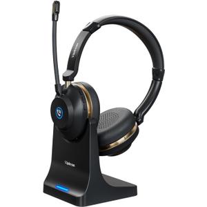 Wireless Headset with Mic for Work,6.0 Bluetooth Headset with Microphone,45 Hours Worktime & Mute Button,Headset with Mic for Pc,iPhone,Computer,Remote Work,Office,Home,Zoom,Skype