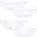 PLASTICPRO Disposable 64 ounce Square Serving Bowls, Party Snack or Salad Bowl, Large Plastic Crystal Clear Pack of 4