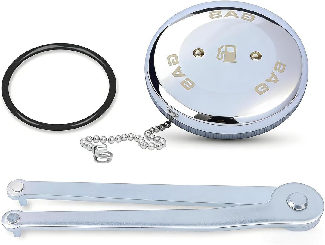 0540DPG99A Ship Fuel Cap Replacement, Universal 2" Fill Port / 1-1/2" NPT Thread Fuel Cap Replacement, Spare Gas Cap With Chain and Key