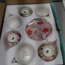 BTaT- Tea Cups and Saucers, Floral Design, Porcelain Tea Cup Sets, Dishwasher Safe, Set of 6, 8 oz, Mothers Day Gift