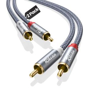 RCA Cable, 2-Pack (8 Feet) 2-RCA Male to 2-RCA Male Subwoofer Audio [Shield, Hi-Fi Sound] Nylon Braided Cable for HDTVs, Home Theater, Gaming Consoles, Hi-Fi Speakers, DVD Players & More