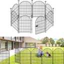 ADAVIN Garden Fence Animal Barrier with Gate 32 in(H)17.5 Ft(L) 8 Panels,Rustproof Metal Wire Tall Fencing Border for Dogs Rabbits,Outdoor no dig pet Fences,Black Flower Edging for Yard,Arched (32in(H)x27in(L) 7 Panels+1 Gate)