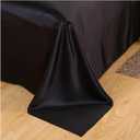 Black Satin Bedding Set Duvet Cover Sheet & Pillow Cases Deluxe Bedding Sheet Queen Size Double Bed Size,duvets (B 150 x 200 cm 3 pcs)