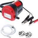 Amarine Made 12V 60W Oil Change Pump Extractor, Oil/Diesel Fluid Pump Extractor Scavenge Oil Change Pump Transfer Suction Transfer Pump with Tubes Truck Rv Boat ATV (Red)
