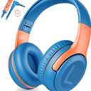awatrue Kids Headphones Wired Toddler Headphones with Microphone, Over-Ear Headphones, 85/94dB Volume-Limiting, 3.5mm Jack, Foldable On-Ear Design - Safe & Comfortable for Learning & Entertainment (Blue Orange)