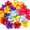 Artificial Flower Heads Decoration 60 Pcs Artificial Flower Small Crafts Decorative Flowers Fake Flowers Silk Flower Heads Wedding Party Fake Flowers Bright Colorful Simulation Hibiscus Flower