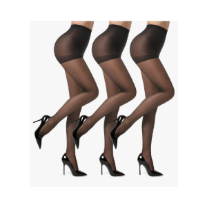 EVERSWE 3 Pairs Women's Sheer Pantyhose 20D, High Waist Control Top Pantyhose Hosiery
