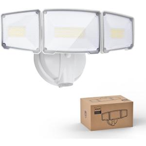 Philips 72W 7400LM LED Flood Lights Outdoor, Dusk to Dawn Aluminum Security Lights, 3 Adjustable Heads, Wall Mount, 5000K Daylight, Waterproof for Yard, Garage