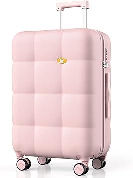 MGB 24 Inch Luggage Suitcases With Spinner Wheels Lightweight PC Hard Shell Rolling Suitcase With Travel Lock,Checked-Medium 24-Inch, Pink