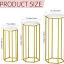 Urban Deco Cylinder Stands for Party, Set of 3 Gold Metal Hexagon Cake Pedestal Stand with Marbled Countertop, Flower Plant Pedestal Stands for Display Parties Wedding Birthday Decor, 3PCS, Gold