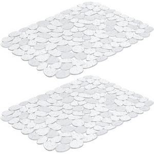 Bligli Pebble Sink Mat for Stainless Steel/Ceramic Sinks, PVC Eco-Friendly Sink Protectors for Bottom of Kitchen Sink, Dishes and Glassware, Fast Draining, 15.7 x 11.8 inch (2 Pack, Bling Clear)
