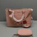 LOVEVOOK Laptop Bags for Women, 15.6 inch Waterproof Work Tote Bag with Clutch, Professional Teacher Computer Purse Lightweight Shoulder Bag Travel, Quilted Pink