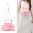 Women Floral Clutch Purses Satin Flower Evening Bag Party Prom Handbags