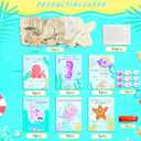 2 x 24 Sets Valentines Cards with Art Supplies-Ocean Sea Animal Wood Painting Craft Kits,DIY Unfinished Wooden Octopus,Whale,Dolphin,Seahorse,Starfish,Fish for Valentines Day Gift Exchange Art Project