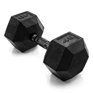 CAP Barbell 40 LB Rubber Coated Hex Dumbbell Hand Weight - Single | Black Handle