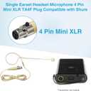 5 Pack Headset/Headworn Microphone Single Earhook Headset Microphone Mini XLR 4Pin TA4F Plug Hanging Condenser Omnidirectional Mic Compatible with Shure,1.5m Cable and Windscree