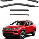 Window Visor For 2017-2025 Jeep Compass, Out- Channel Rain Guards Shields Vent Deflectnor Shade Wind Dark Smoke Vent shade Ventivisor For Compass 2018 2019 2020 2021 2022, Tape-On Outside-Mount, 4 PCS