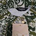 MASCOMODA Womens Boho Floral Print Fall Tops Dressy Casual V Neck Button Down Lantern Long Sleeve Shirts Chiffon Work Blouse(Green Floral,Medium)