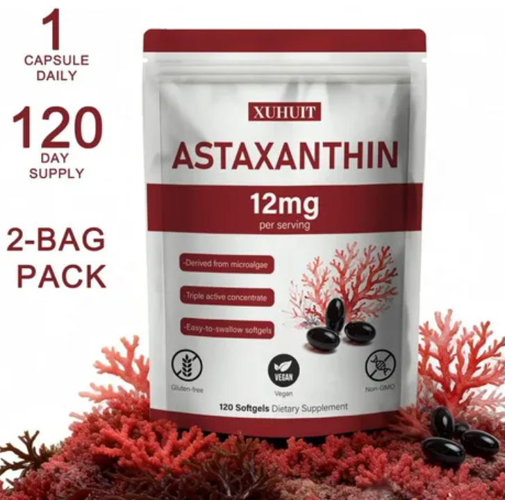 Astaxanthin Supplements 12mg - 120 Softgels | Premium Natural Antioxidant from Microalgae | Eye, Skin, Brain, Joint, Heart & Immune Health Support | Non-GMO, Gluten-Free, EXP 12/2027