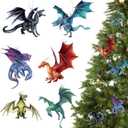 24 Pieces Dragon Christmas Tree Hanging Ornament Dragon Gothic Christmas Ornament Acrylic Holiday Festive Decoration with Hanging Ropes for Xmas Tree Decor Gift Souvenir, 6 Styles, 1.97 Inches