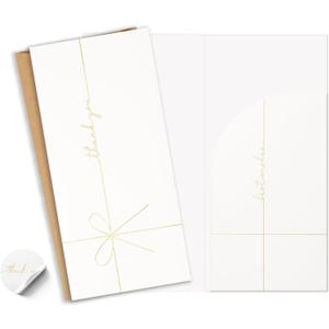 Elegant Ribbon-Style Money Cards with Envelopes Set - 20 Cards with Gold Foil, 20 Envelopes, 24 Sealing Stickers, Versatile Money Card Holders for Cash, Gift Cards - Classic Design, Smudge-Free