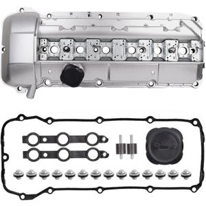 Upgrade Aluminum Engine Valve Cover Kit 11121432928 Compatible with BMW E46 323i 325i 325xi 328i 330i 330xi 528i 525i 530i X5 Z3 M52/M54 E39 2.5L 2.8L 3.0L 1998-08/2002 W/Gasket & Bolts