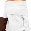 MASCOMODA Womens Sweaters Off The Shoulder Long Sleeve Cable Knit Sweater Loose Chunky Pullover Dressy Work Tops Fall Fashion (White, L)