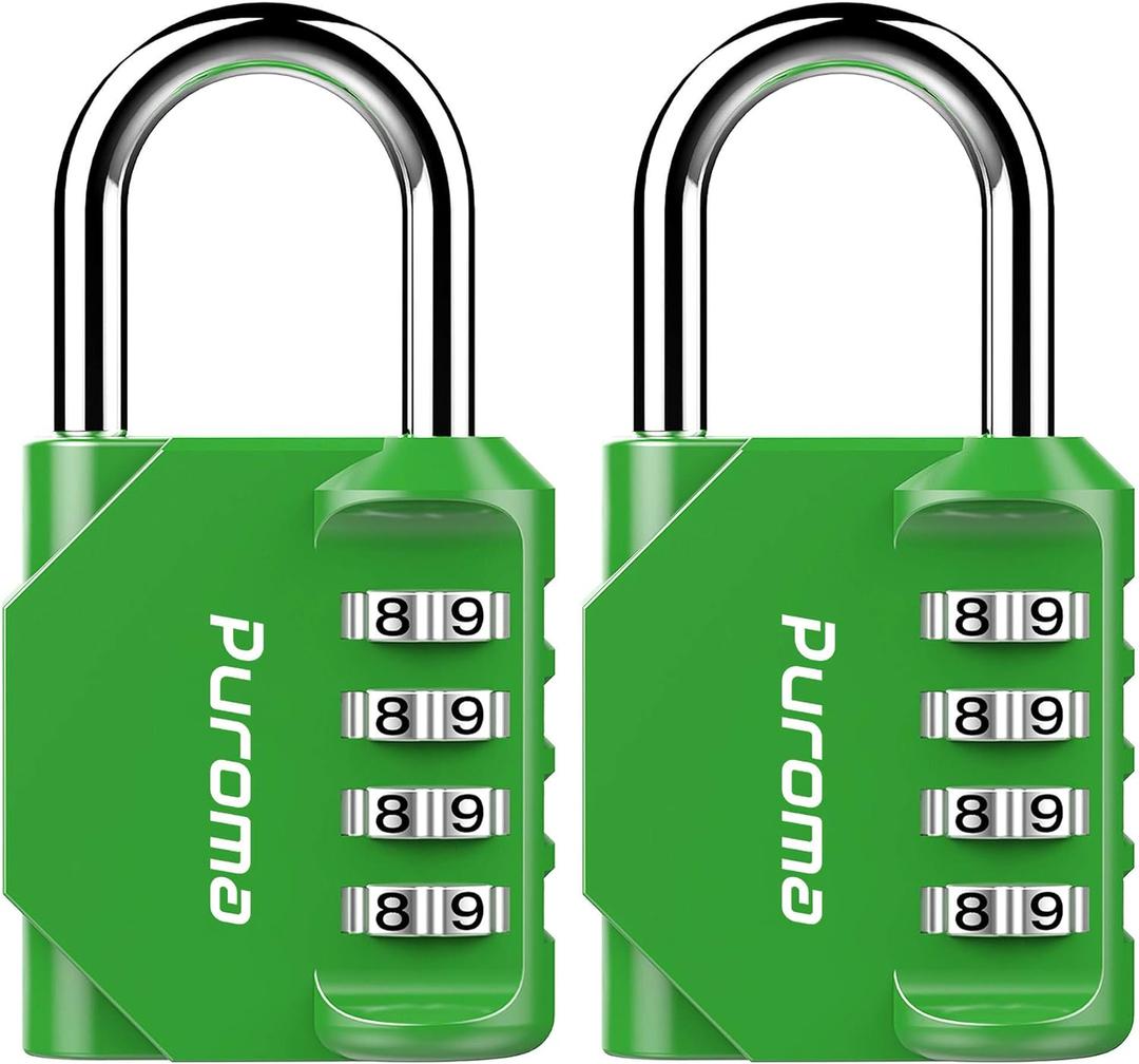 Puroma 2 Pack Combination Lock for Locker 4 Digit Outdoor Waterproof Padlock for School, Gym, Sports, Fence, Toolbox, Gate, Case, Outdoor, Hasp Storage (Green)