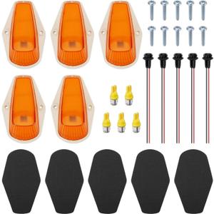 5 Cab Roof Light Marker Amber Covers w/Base Housmpatible with F0IRD F73-97 Duty