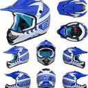 Youth Dirt Bike Helmet DOT Certified - Full Face Motorcycle Helmet for Off-Road, ATV, Street Riding, Includes Adjustable Goggles & Protective Gloves, Medium