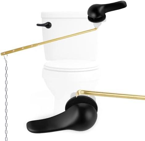 Hygie Rinse Metal Toilet Handle Replacement Kit Universal Front Mount Fit, Toilet Lever Compatible with American Standard/Glacier Bay/Gerber, Toilet Flush Handle with Flapper Chain, Matte Black, 1 Pieces