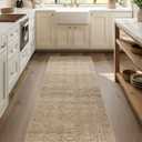 Machine Washable Runner Rugs for Entryway: 2'6"x8' Kitchen Runner Rug with Rubber Backing Non Slip Low Pile Soft Faux Wool Boho Carpet Runners for Hallways Bedroom Living Room Farmhouse Indoor (Brown and Beige)