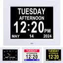 Jaihonda Dementia Clocks for Seniors-Alzheimer's Clock with Date and Day of Week for Elderly, 8 Alarm Options, Large Number Digital Clocks with Auto Dimmable, Large Display (White 8 Inch)