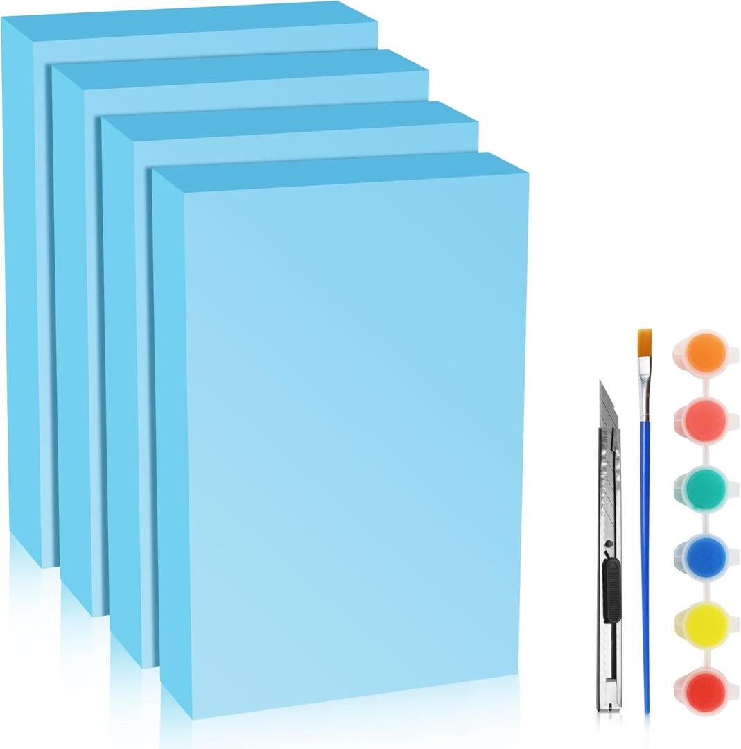 LuckyFoam Blue 4 Pack 12x7.5x2 inch FR Foam Sheets 2 Inch Thick Polystyrene Rectangles XPS Foam Board Craft for Insulating DIY Modeling Art Supplies (12x7.5x2 inch 4pcs)