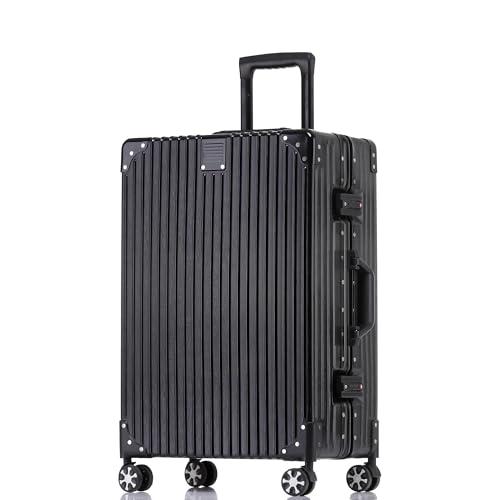 HotWay 28 Inch Checked in Luggage with Aluminum Frame, PC Hard Shell Suitcase with Spinner Wheels and TSA Lock, Large Suitcase for Business Travel, Black
