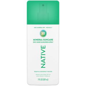 Native Sunscreen Pump Spray Lotion | Pear & Coconut Water SPF 30, 100% Mineral SPF for Face & Body Broad Spectrum UVA UVB, Suitable for Sensitive Skin & Hawaii Compliant, Lightweight, 7oz