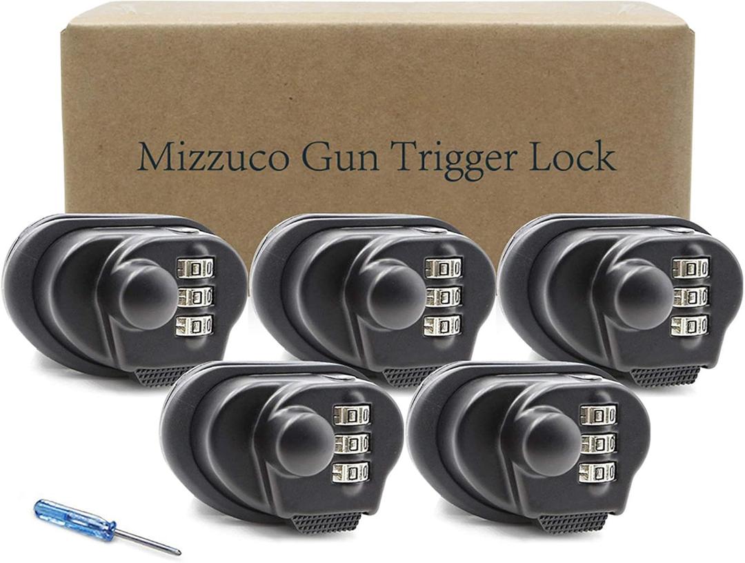 Trigger Lock 3 Digit Combination Gun Lock & Gun Cable Lock Compatible with Many Handguns,Rifles,Bb Gun and Shotguns (Trigger Lock, Pitch-Black)