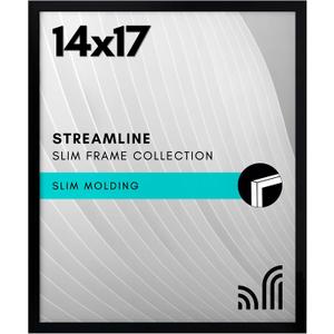 Americanflat 14x17 Picture Frame with Polished Plexiglass - Streamline Collection - Thin Border Picture Frame for Wall Display - Hanging Hardware Included - Black