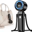 Handheld Turbo Fan, 100-Speed Portable Mini Fan with 12800 RPM Strong Airflow, Foldable 4-in-1 Personal Fan for Travel, Camping, Beach & Office, USB-C Rechargeable, Lightweight & Quiet (Black)