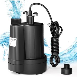 D-HONOR Sump Pump Submersible Utility Water Pump 1/3HP 2400GPH Thermoplastic Electric Portable Transfer Drain Pump for Swimming Pool Pond Garden Basement with 3/4 IN GHT