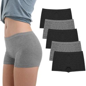 LALESTE Women's Boyshort Underwear Full Coverage Seamless Panties Soft Stretch Boxer Briefs 5 Packs (Medium, B004)