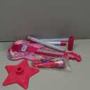 Guitar and Microphone Play Set for Girls,Karaoke Machine with Music&Light,Microphone Toys with Stand,Adjustable Height Guitar Toys for Kids,Toddlers,Child(Red)