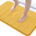 Buganda Memory Foam Bath Mat, 24" x 16", Ultra Soft and Non-Slip Bathroom Rugs, Water Absorbent and Machine Washable Bath Rug for Bathroom, Shower, and Tub, Yellow